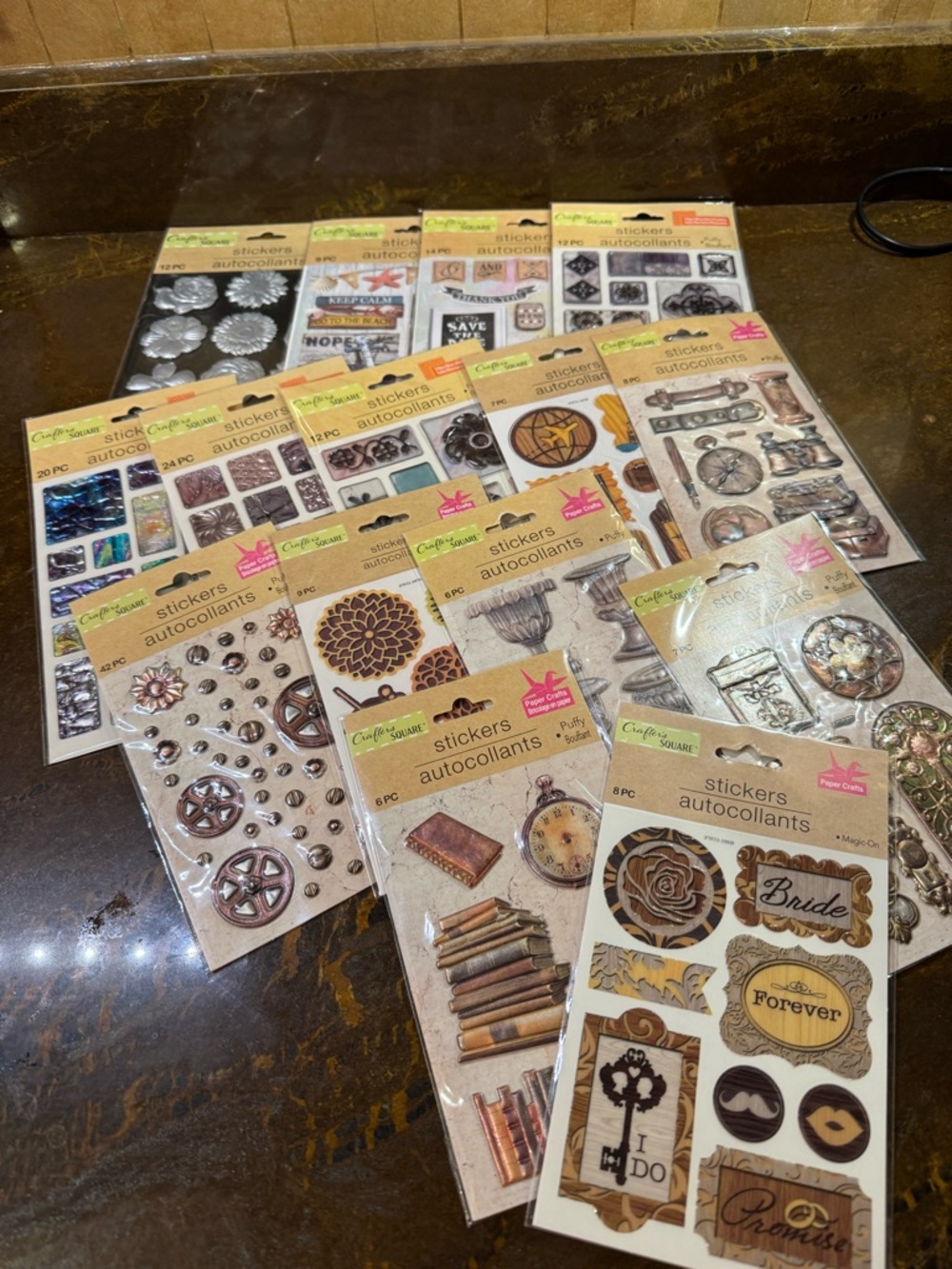 NIP Mixed Lot 15 pkgs Crafter's Square assorted themes Scrapbook Puffy Stickers